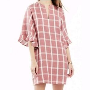 BCBGMAXAZRIA‎ Tati Maroon Plaid V Neck Dress Size Small